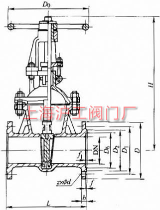 Z40H、Z40Y、Z40W 型 PN40、PN63 鋼制楔式閘閥外形及結構尺寸示意圖