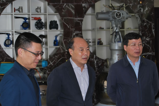 公司黨支部書記楊猛(右)、嘉定區(qū)副區(qū)長(zhǎng)朱建江(中)、華亭鎮(zhèn)黨委書記沈培新