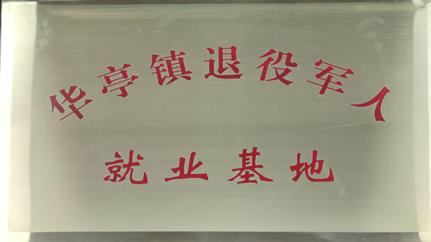 上海滬工閥門廠華亭鎮退役軍人就業基地牌匾